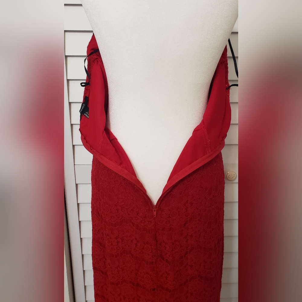 H&M Stapless Red Lace Sexy Dress Size L - Picture 6 of 12